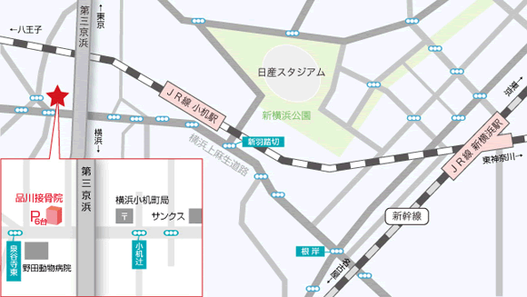 品川接骨院（神奈川県）の地図
